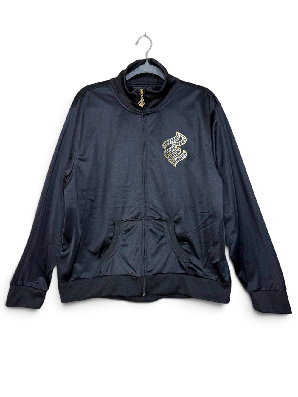 Rocawear Black Zip Jacket with Gold and Rhinestone Accents- woman’s 2X